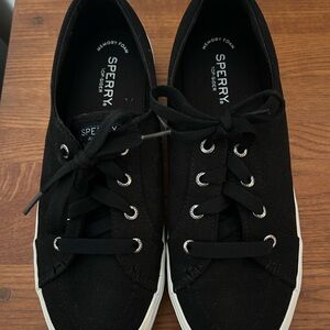 Sperry Black Lace-Up Canvas Shoes